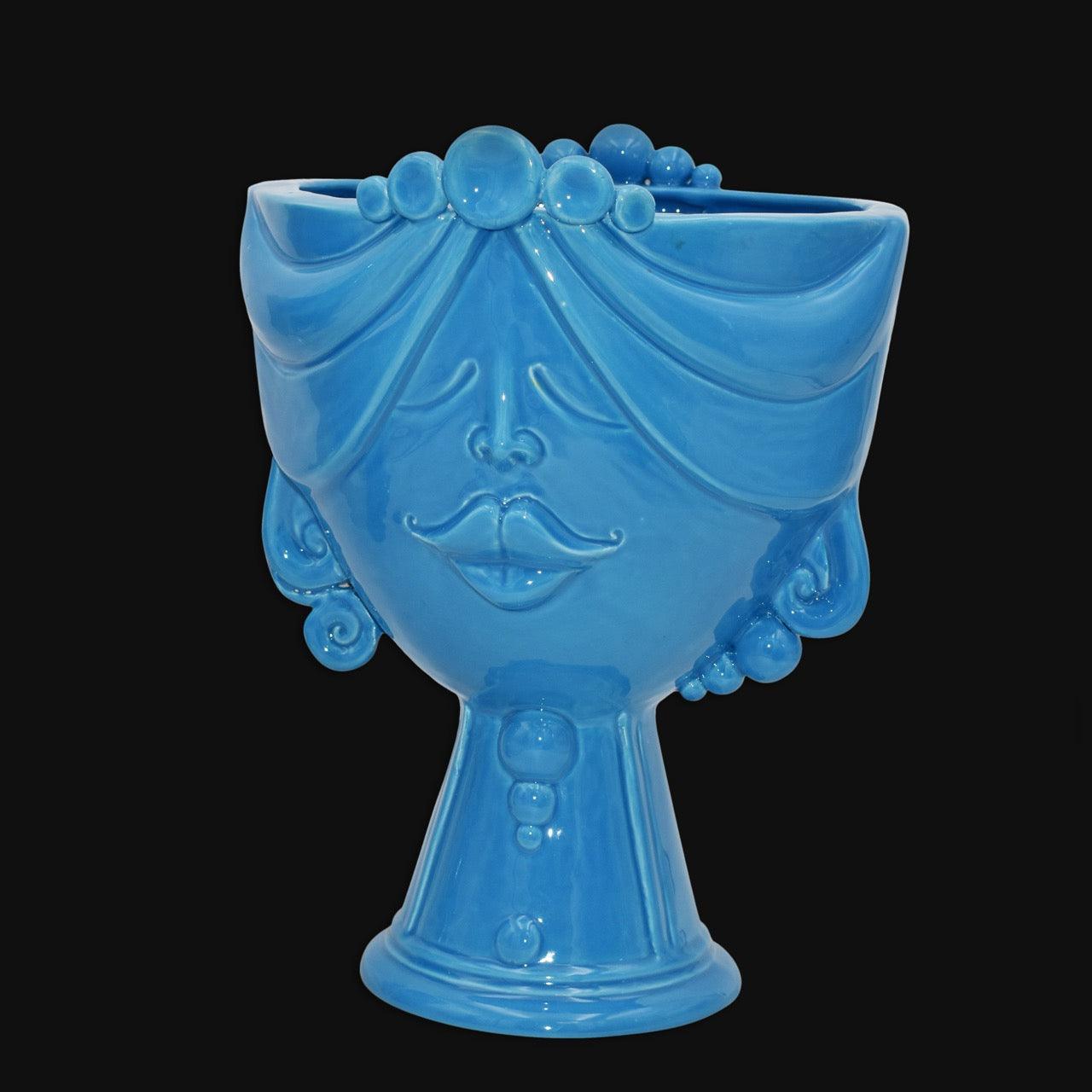 Testa Donna in Ceramica Caltagirone | Zahira Turchese h 30cm - Ceramiche di Caltagirone Sofia