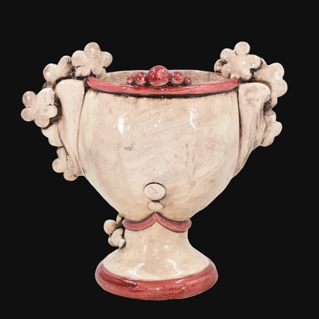 Testa h 20 c/fiori c/espressione labbra rosse madreperla colorato mono bordeaux femmina - Ceramiche di Caltagirone Sofia