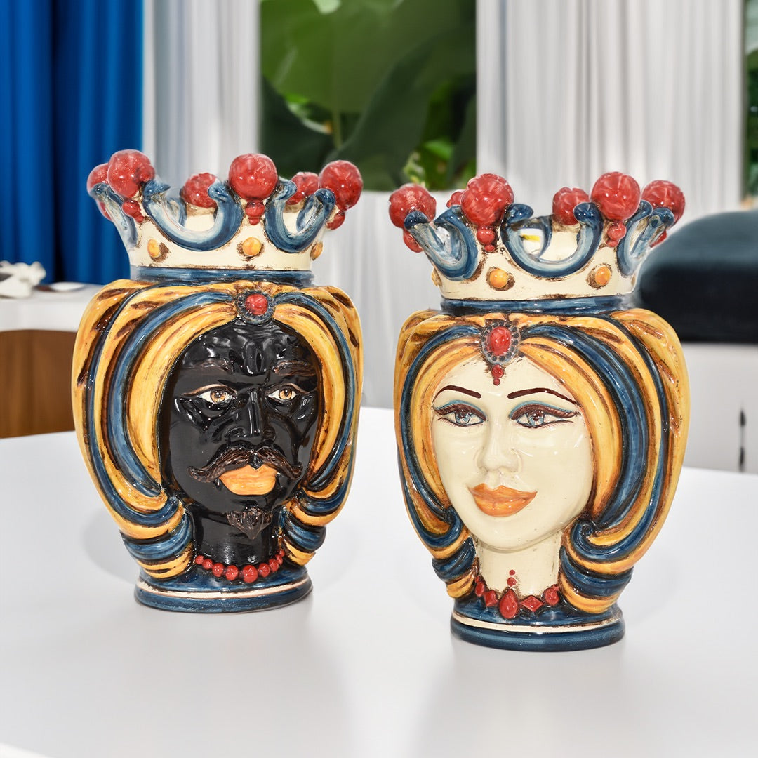 Testa h 25 turbante decoro sicily - Ceramiche di Caltagirone Sofia - Ceramiche di Caltagirone Sofia