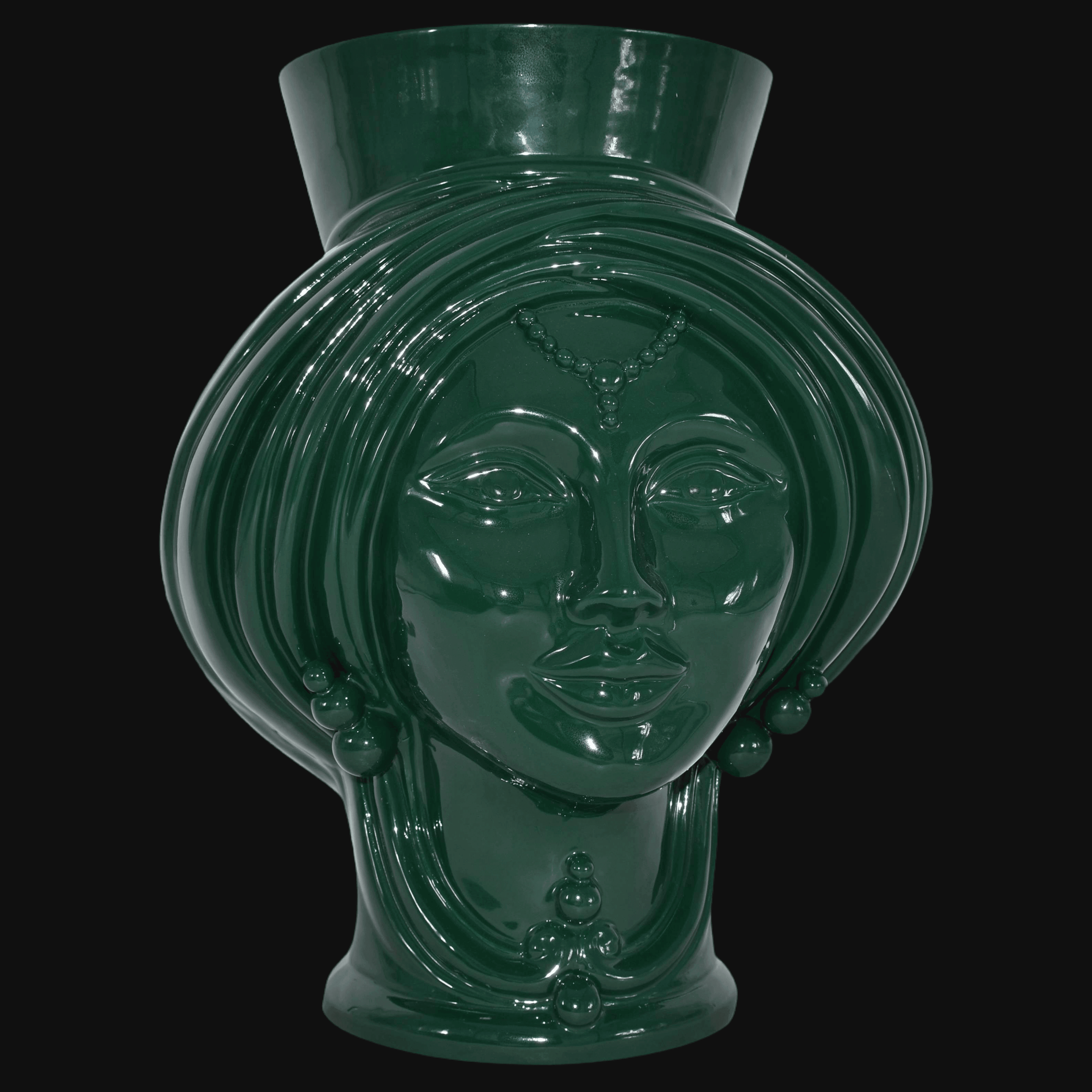 Testa h 30 Verde Antico Donna - Teste di moro moderne Sofia Ceramiche - Ceramiche di Caltagirone Sofia