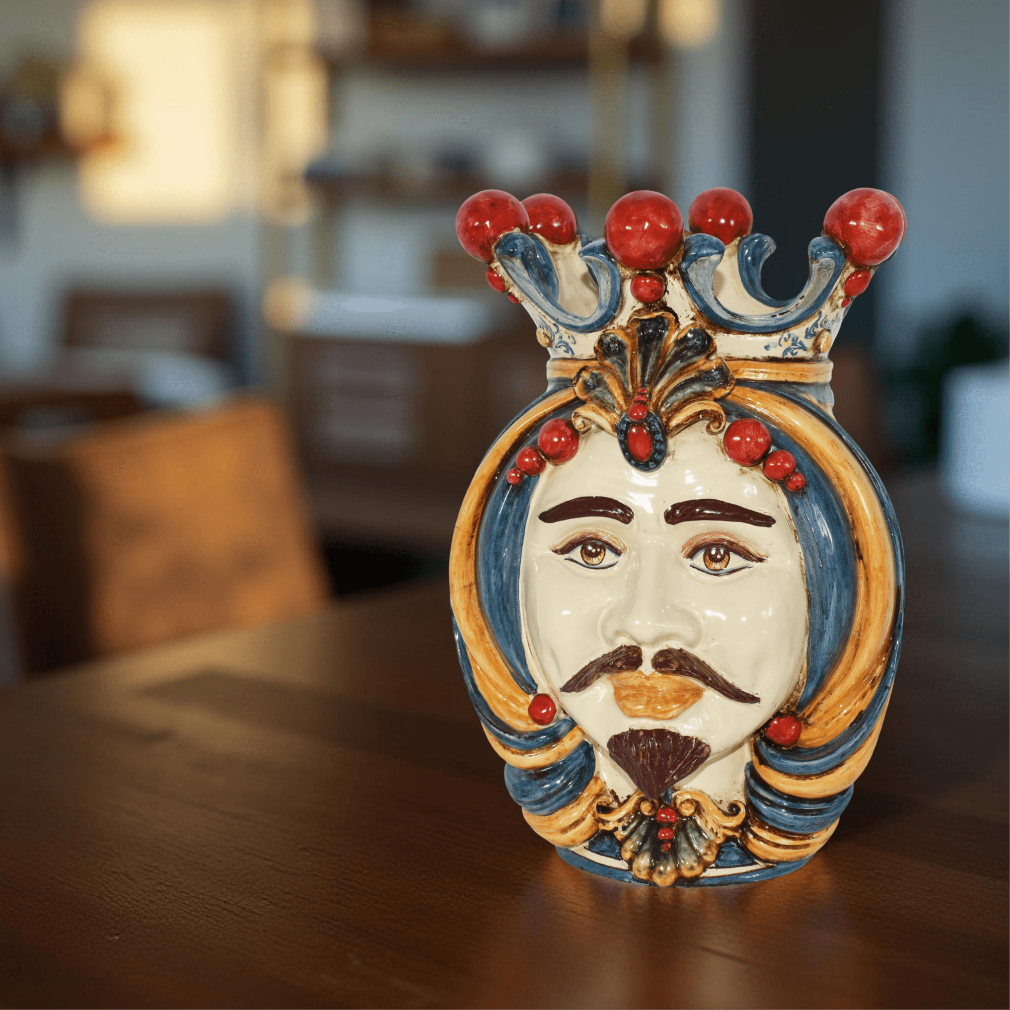 Testa h 38 in decoro sicily maschio bianco - Ceramiche Di Caltagirone Sofia - Ceramiche di Caltagirone Sofia