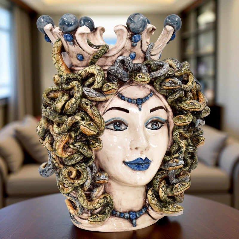 38 cm mother-of-pearl jellyfish head with blue beads