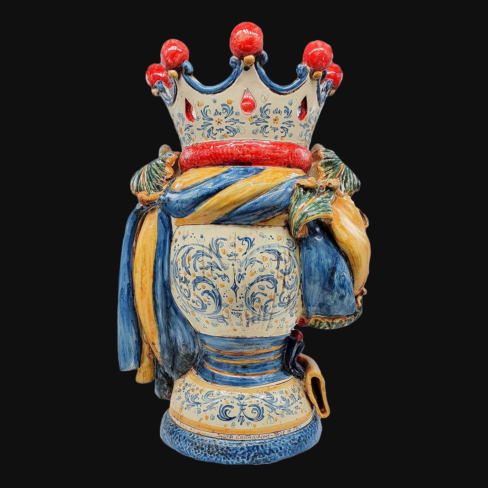 Testa h 50 c/turbante decoro sicily maschio moro - Ceramiche di Caltagirone Sofia