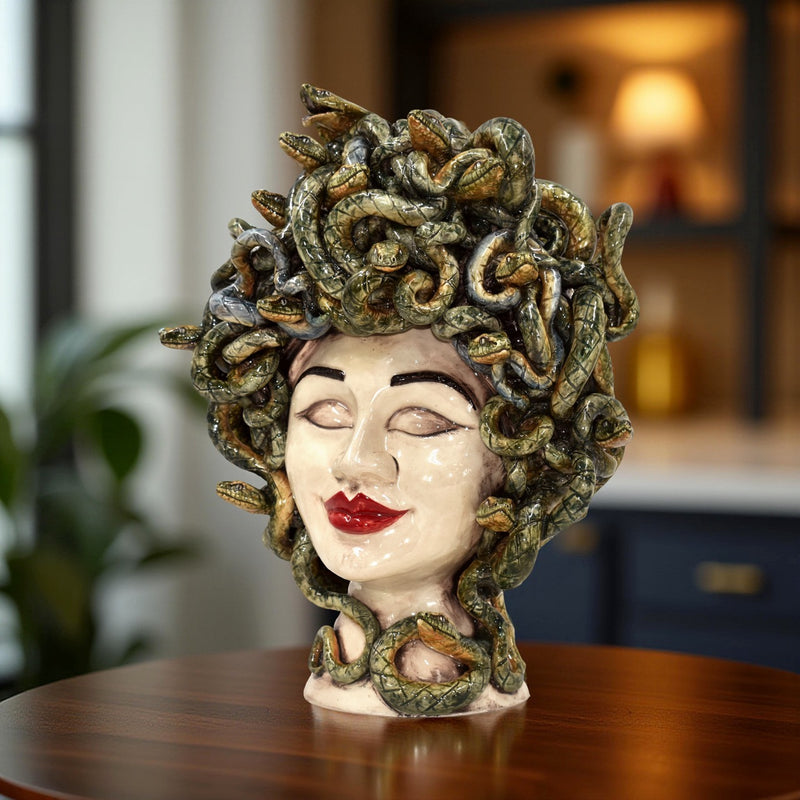 Head Dream h 40 Medusa Mother of Pearl Antique Red Lips Female
