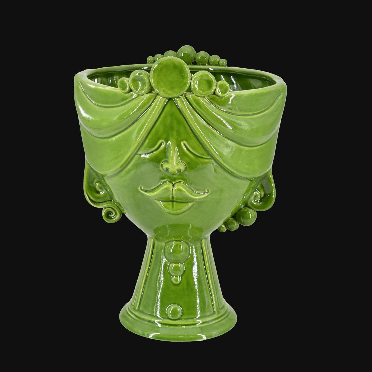 Testa Uomo in Ceramica Caltagirone | Zahira Verde Foglia 30cm - Ceramiche di Caltagirone Sofia