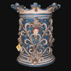 Torre portaombrelli c/greca rilievo angelo in rilievo h 50 mono blu in serie limitata - Ceramiche di Caltagirone Sofia