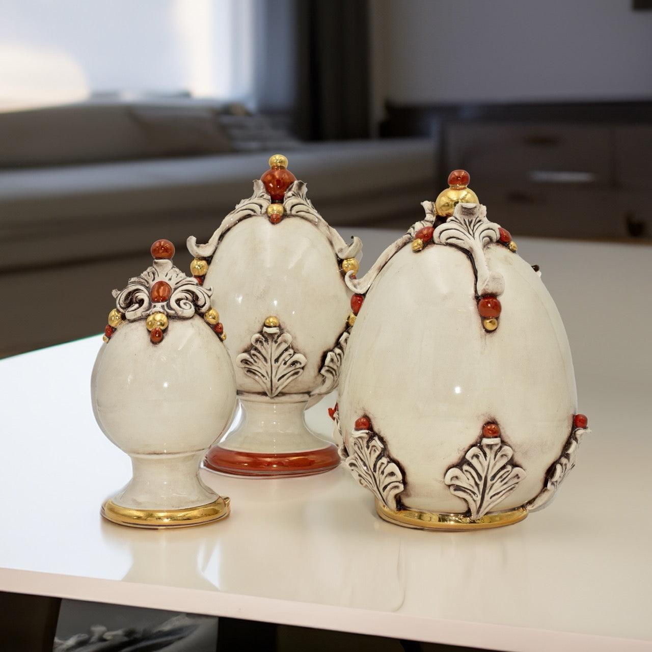 Uovo in ceramica h 18 Madreperla Oro e Lustri - Ceramiche di Caltagirone - Ceramiche di Caltagirone Sofia