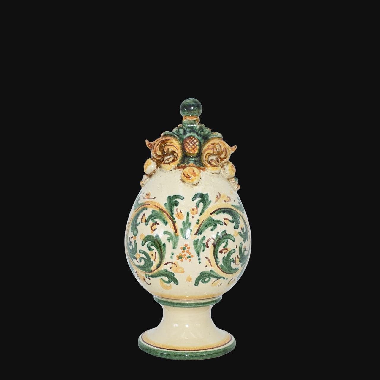 Uovo in ceramica h 18 plastico Sofia Verde e Arancio - Ceramiche di Caltagirone Sofia