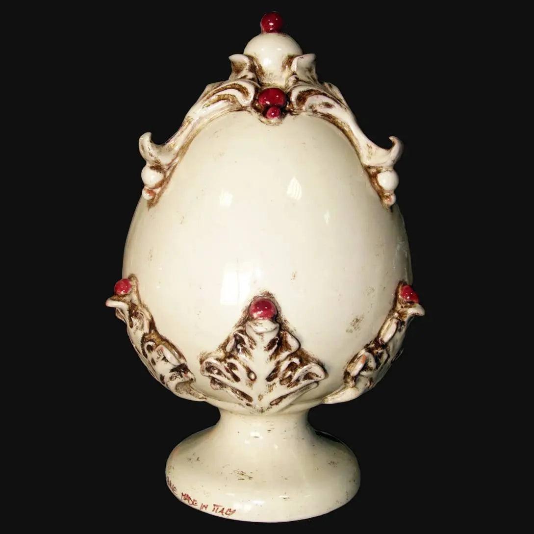 Uovo in ceramica h 25 plastico Sofia Avorio e Bordeaux - Ceramiche di Caltagirone - Ceramiche di Caltagirone Sofia