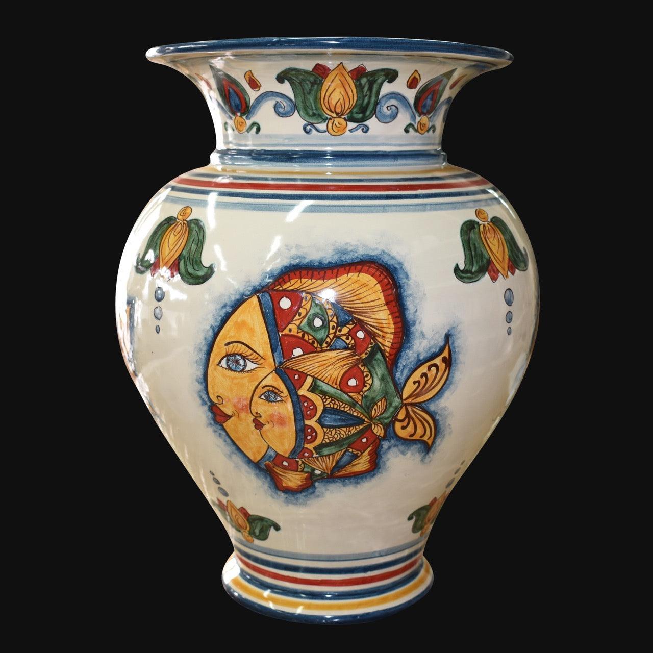 Vaso a collo alto h 30 Decoro Pesci in ceramiche di Caltagirone - Ceramiche di Caltagirone Sofia