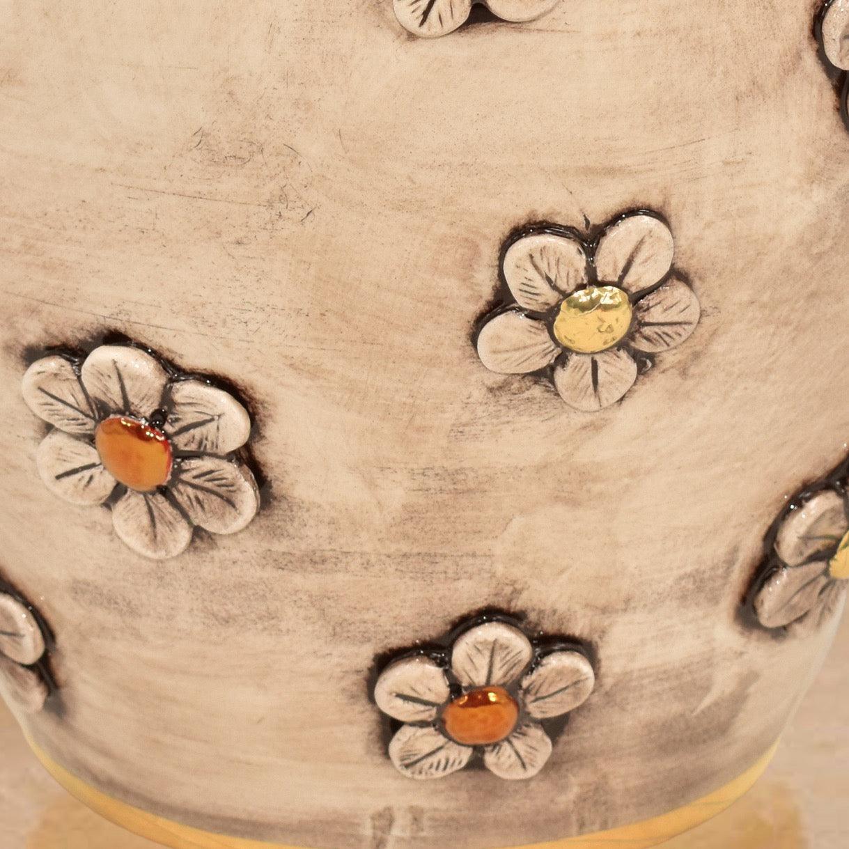 Vaso boccia c/fiori h 27 madreperla antichizzato oro e lustri - Ceramiche di Caltagirone Sofia