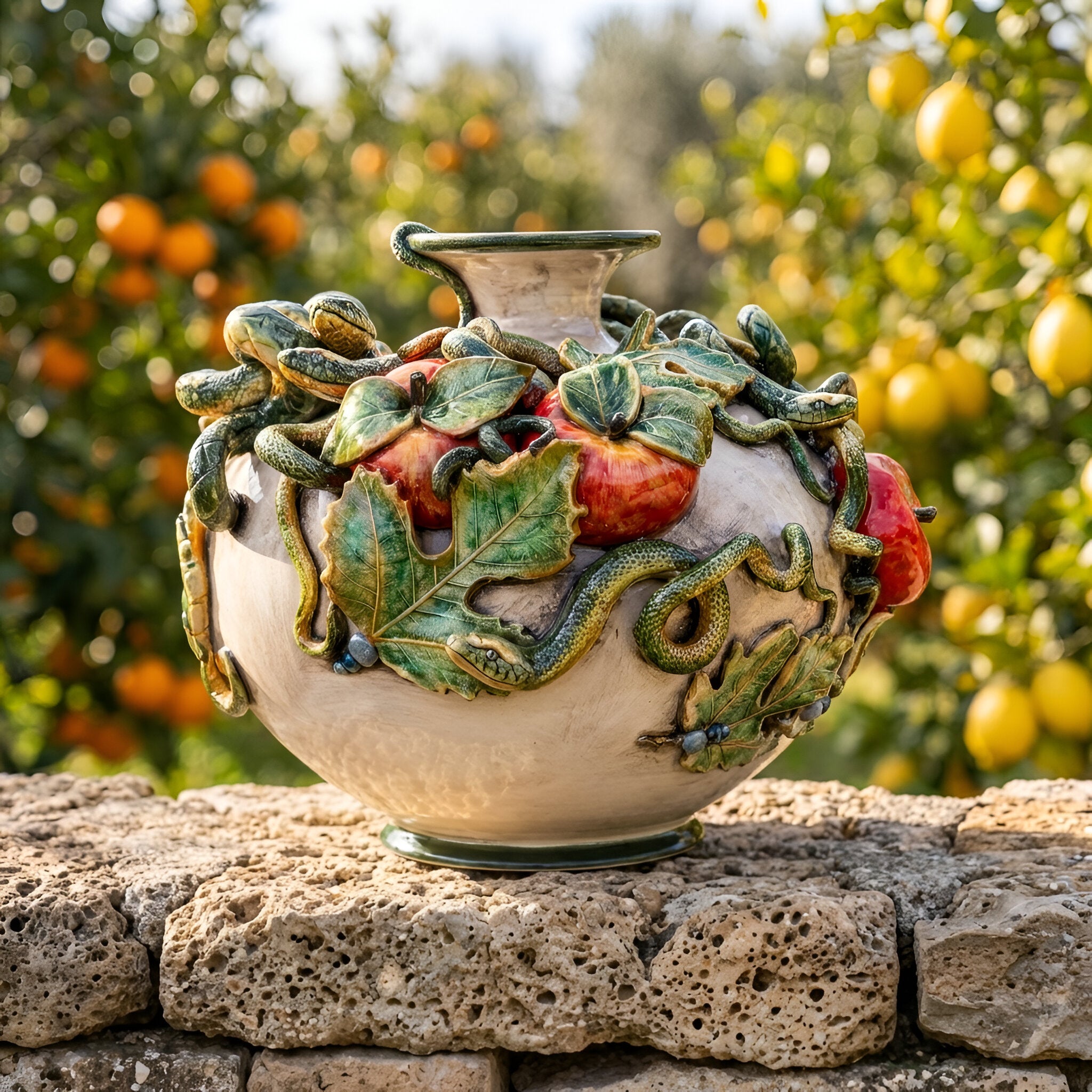 Italian Ceramic Vase | Italian Manufacture Mother of Pearl