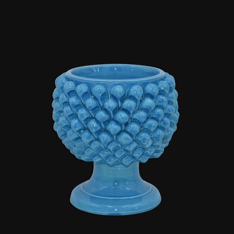 Half-pinecone turquoise ceramic vase from Caltagirone