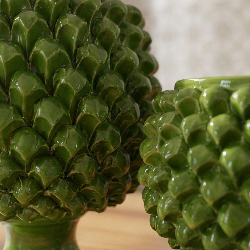 Vaso mezza pigna verde foglia in ceramica di Caltagirone - Ceramiche di Caltagirone Sofia