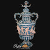 Vaso monumentale scenetta in serie limitata h 72 mono blu - Ceramiche di Caltagirone Sofia