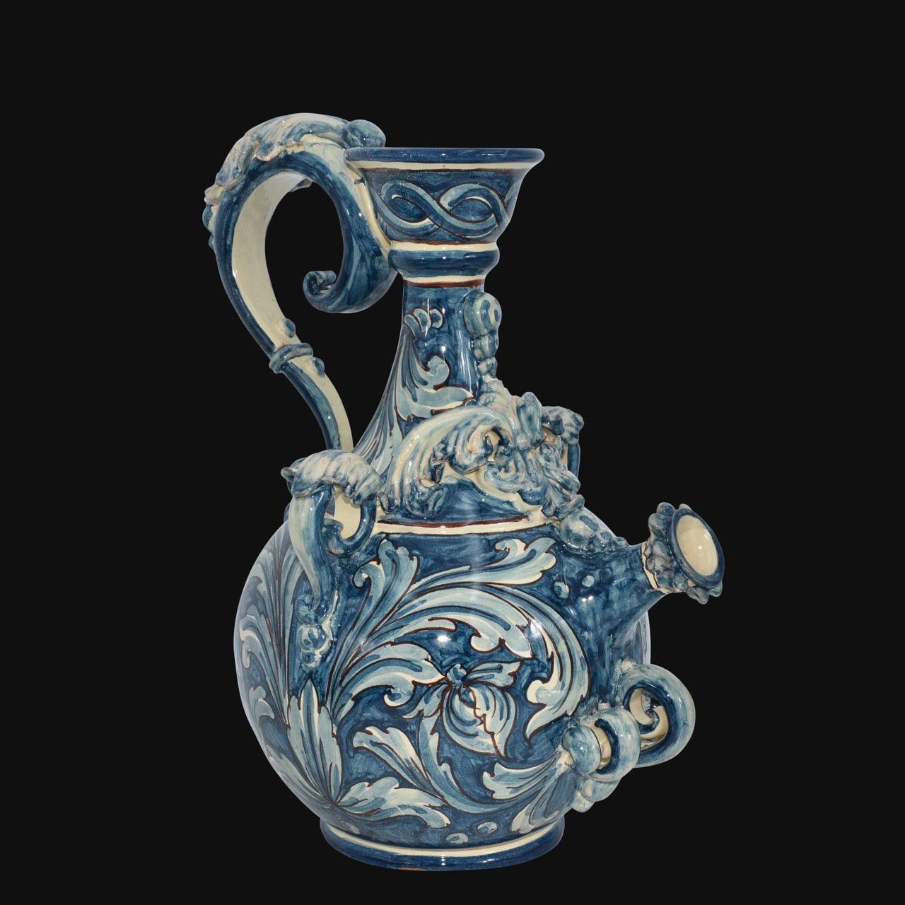 Versatoio a collo alto h 30 ornato mono blu in ceramica di Caltagirone - Ceramiche di Caltagirone Sofia