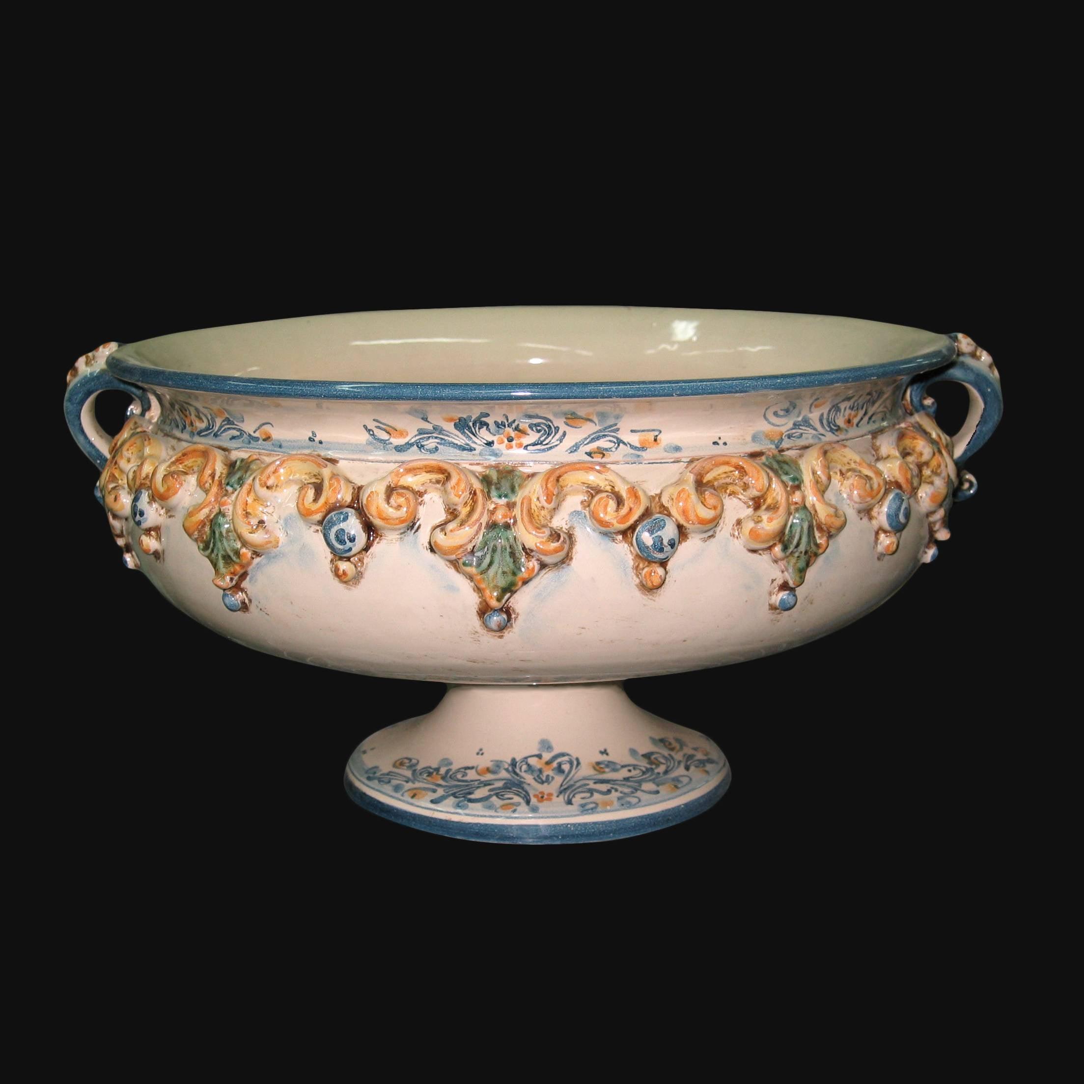 Alzata in ceramica d. 30/40 plastico sofia tricolore - Ceramiche artistiche di Caltagirone