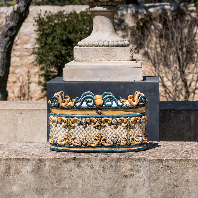 Oval flowerpot 31x20 plastic sofia tricolor - Ceramic made in Italy