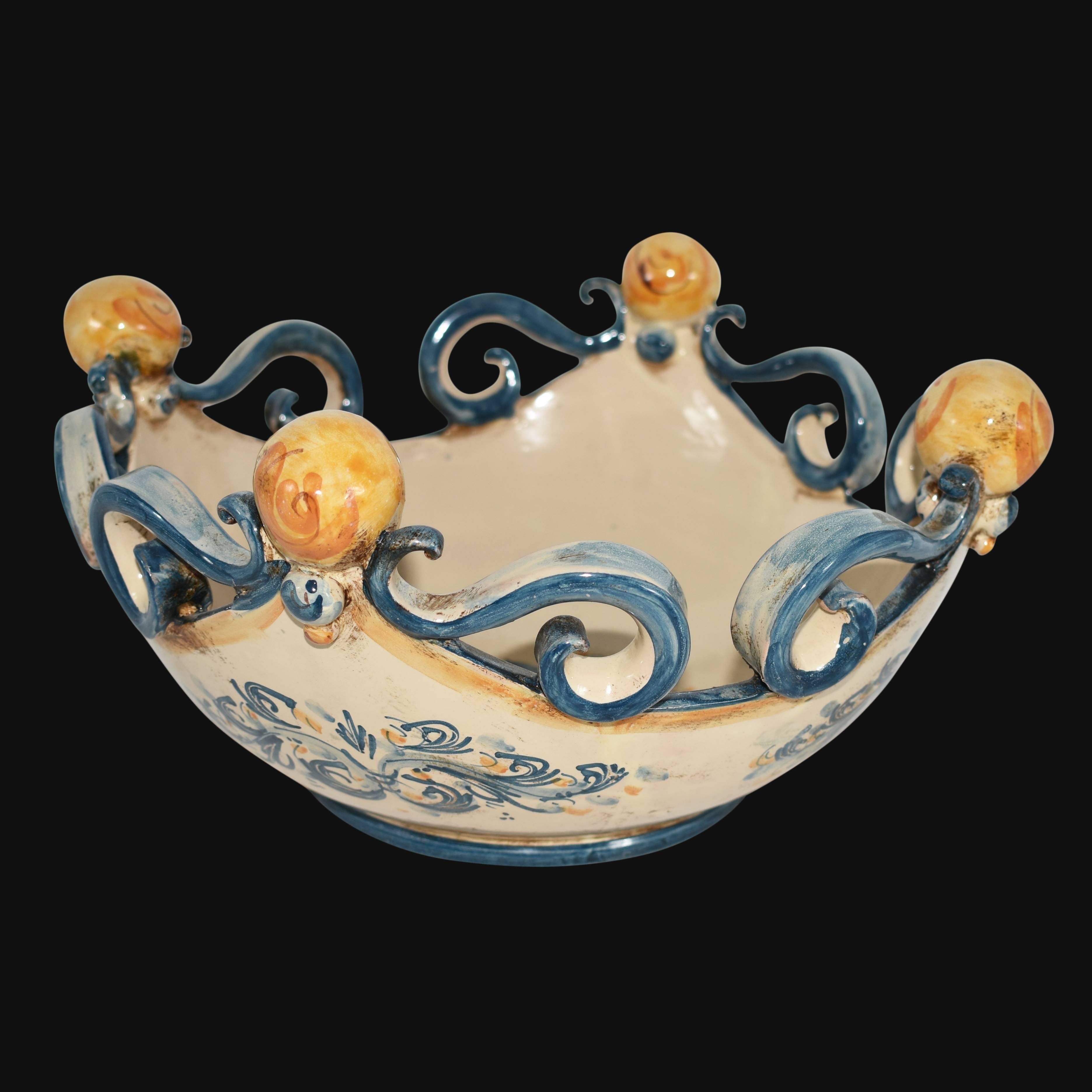Centrotavola pallina s. d'arte blu e arancio Ø 25 cm / Ø 30 cm - Ceramiche di Caltagirone Sofia