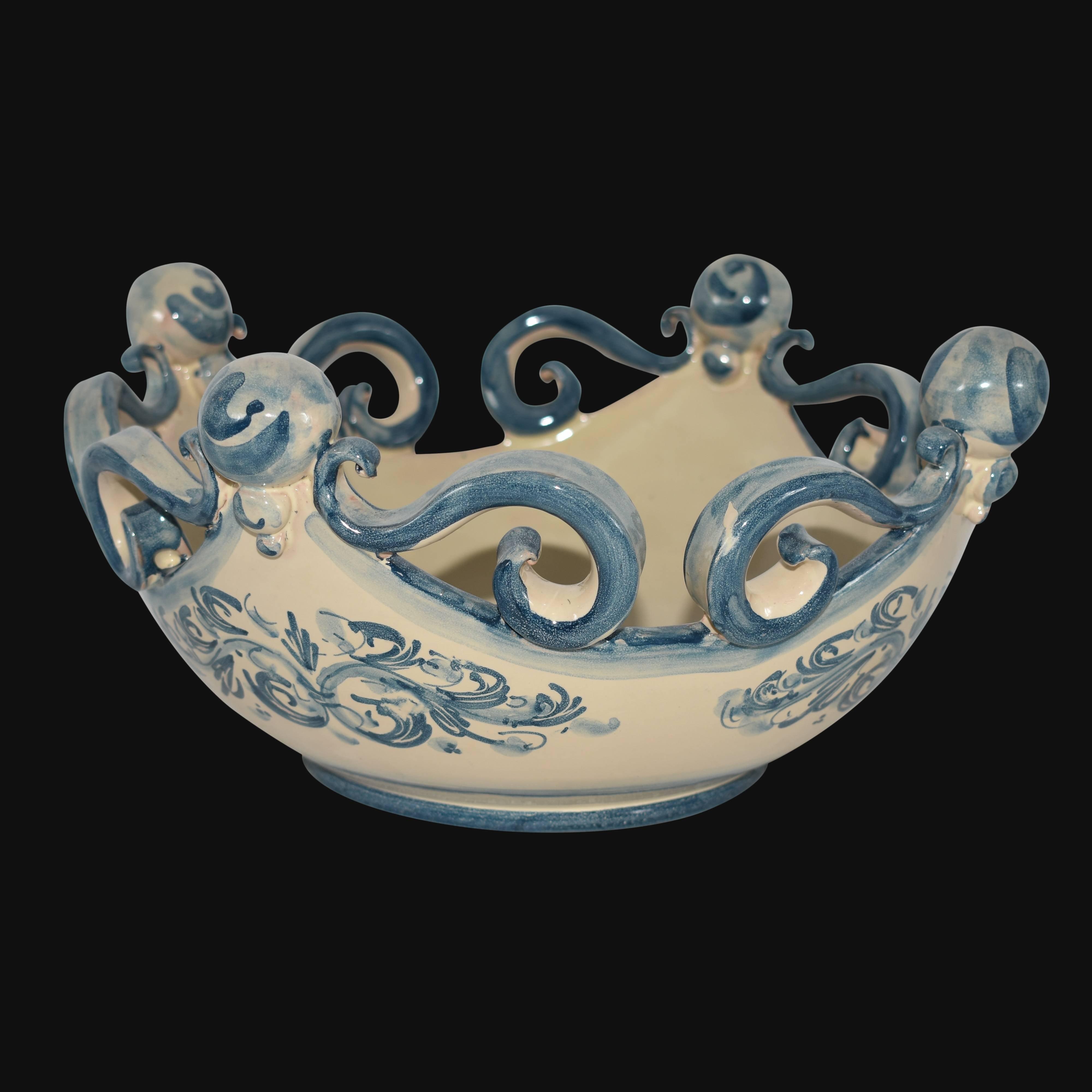 Centrotavola pallina s. d'arte mono blu Ø 25 cm / Ø 30 cm - Ceramiche di Caltagirone Sofia