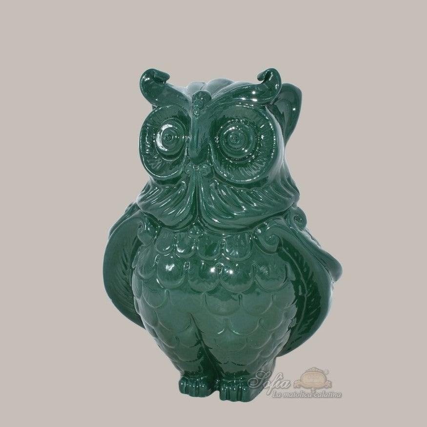 Gufo h 20 Verde Antico - Bomboniere Animali in ceramica