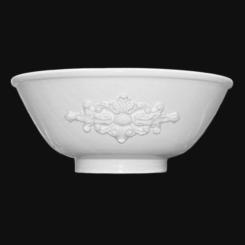 Lavabo da appoggio Ø 40 c/rosone in rilievo white line in Ceramica di Caltagirone
