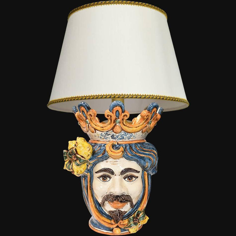 Ceramic Head with lemons h 40 blu/orange male