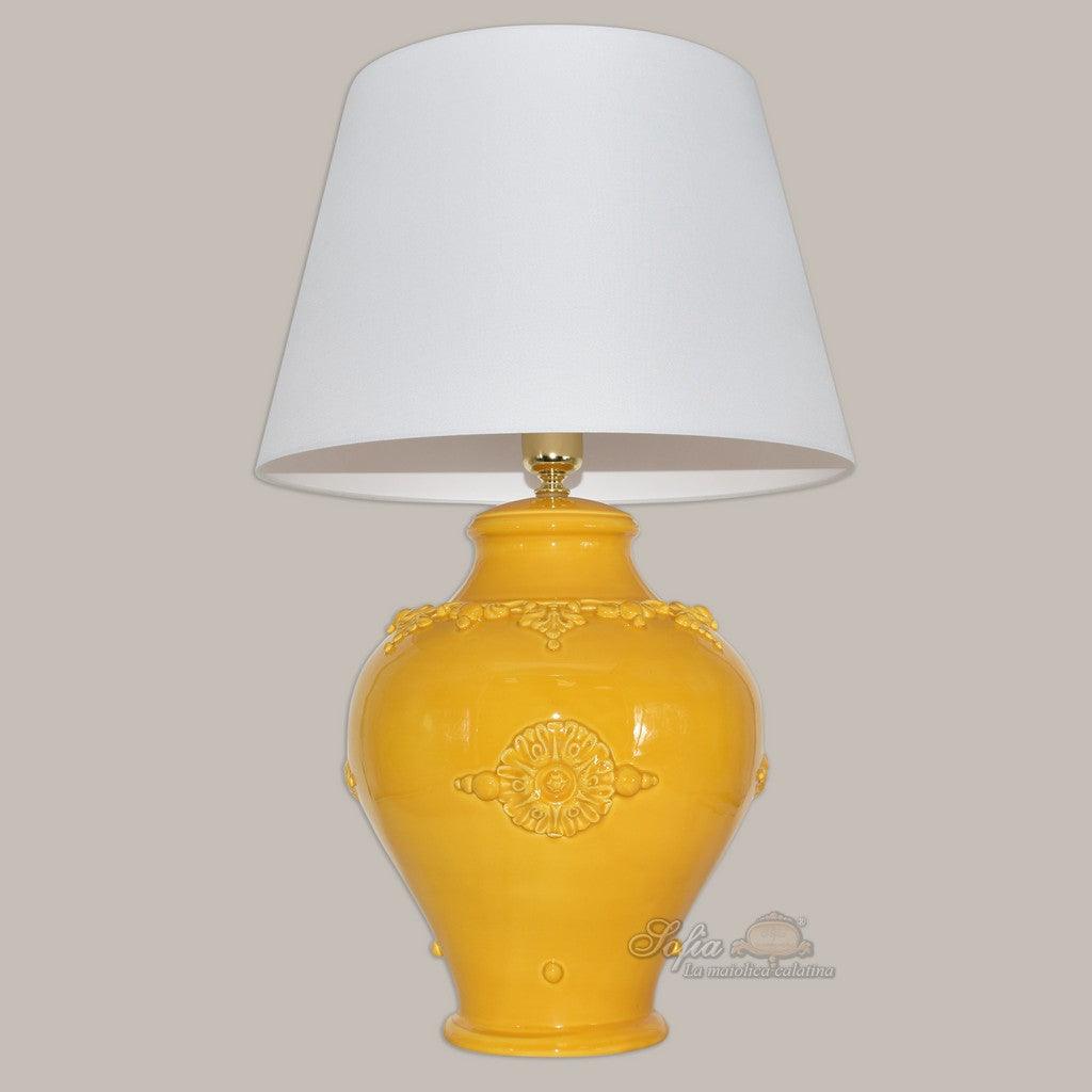 Lume boccia ornamentale h 60 Senape - Ceramiche di Caltagirone Sofia - Ceramiche di Caltagirone Sofia