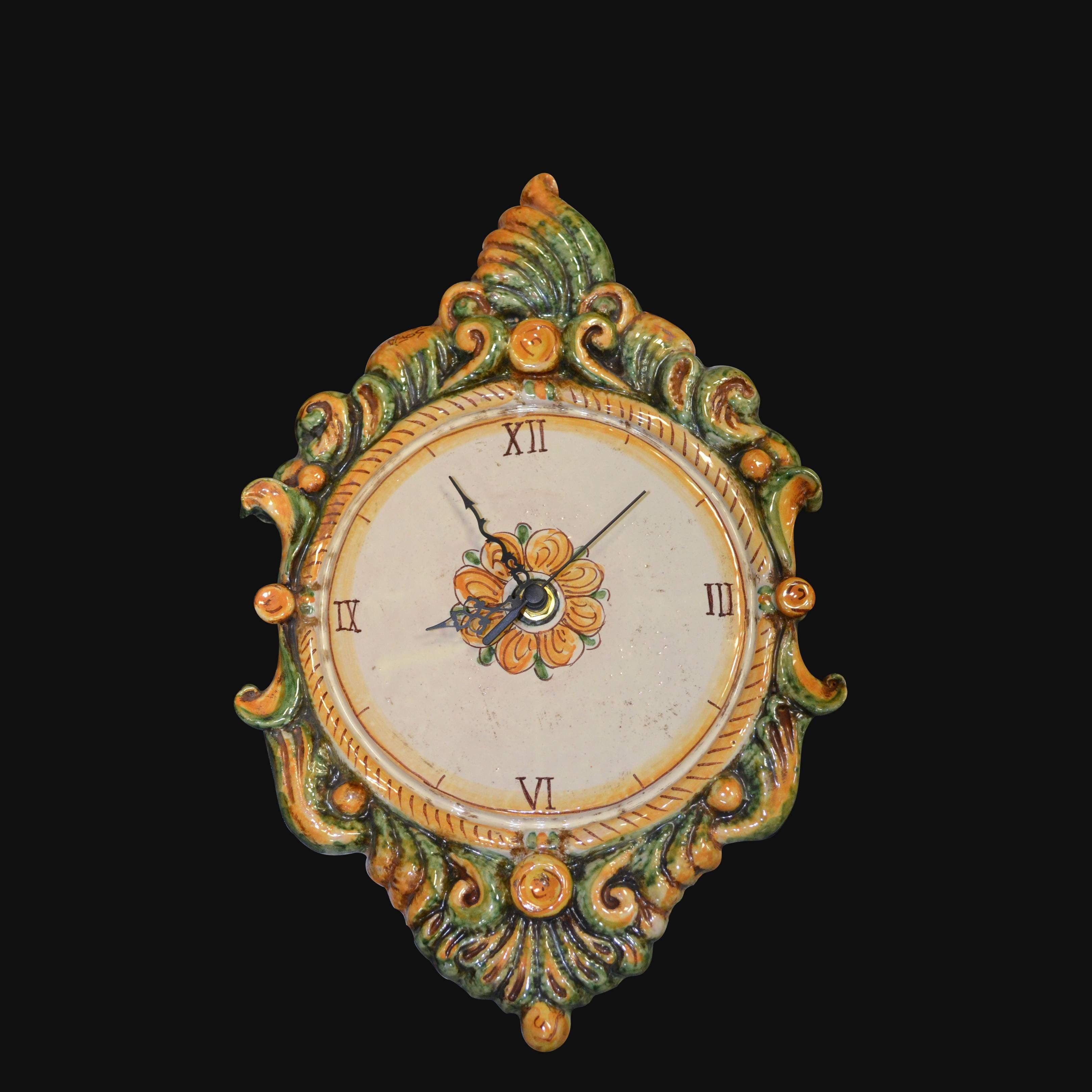 Orologio a rilievo 1°M h 35 verde/arancio in Ceramica artistica di Caltagirone