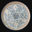 Piatto ornamentale Ø 35/40 s. d'arte blu e arancio in ceramica artistica di Caltagirone