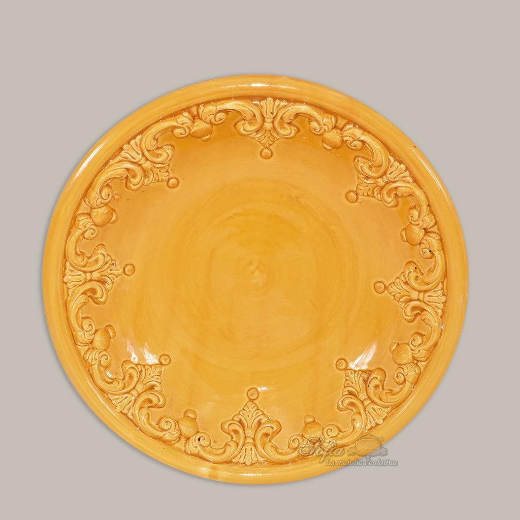 Piatto svuota tasche diam. 30 cm plast Sofia senape in ceramica artistica di Caltagirone