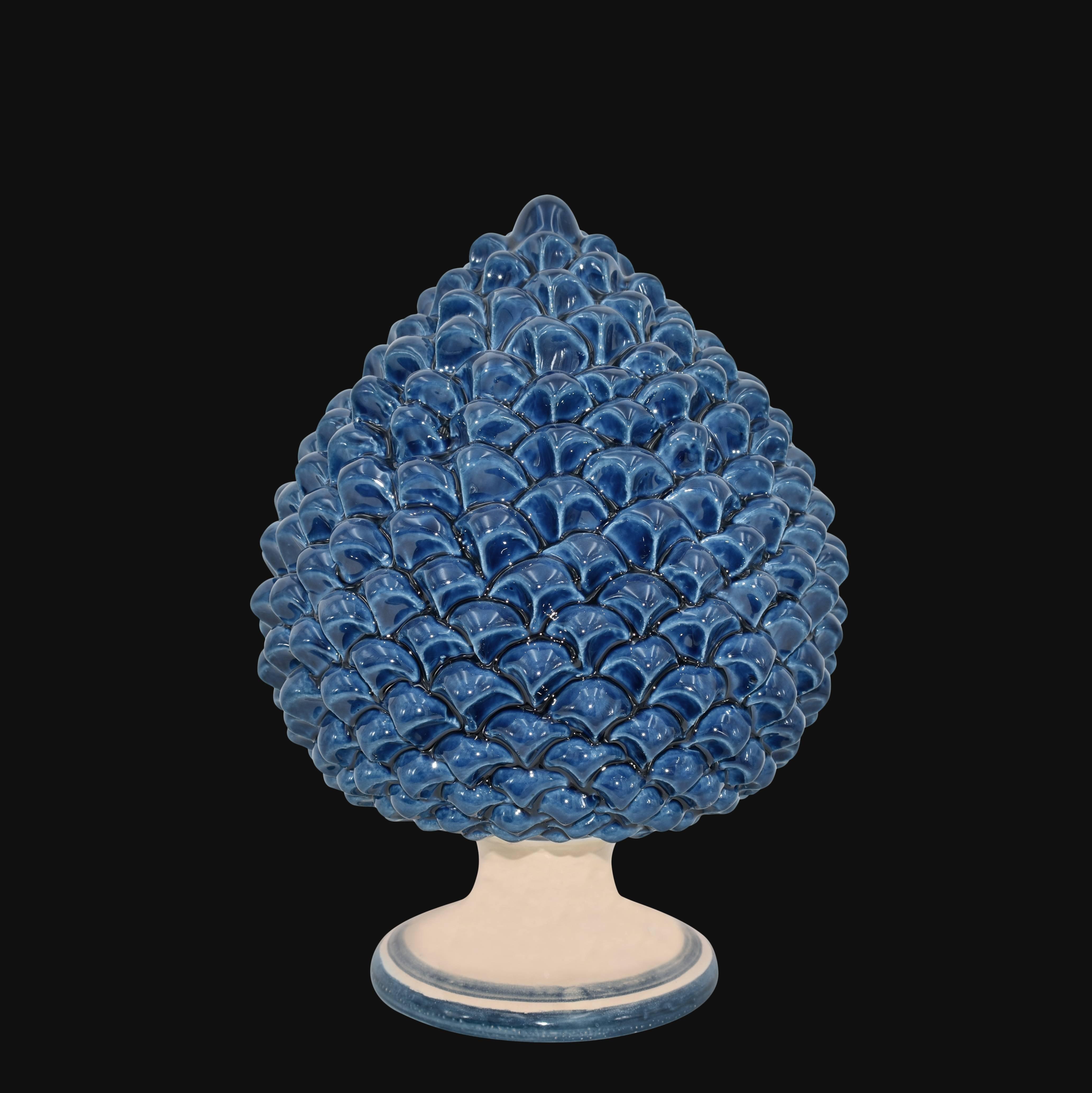 Pigna artigianale di Caltagirone modellata a mano altezza 15/40 mono blu - Ceramiche di Caltagirone Sofia