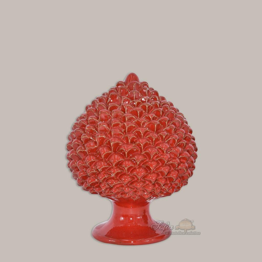 Pigna artigianale di Caltagirone modellata a mano altezza 15/40 Rosso Fuoco - Ceramiche di Caltagirone Sofia