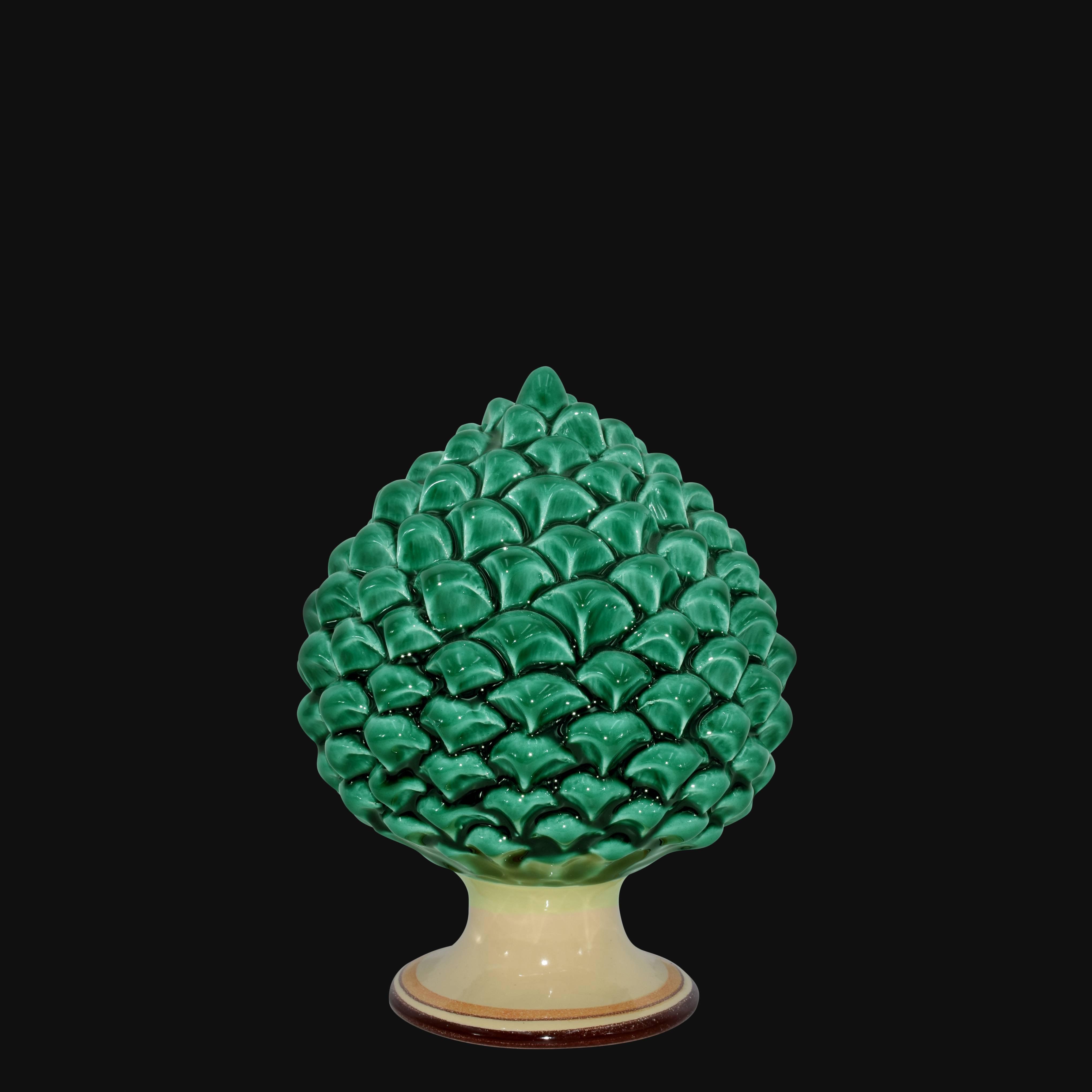 Pigna artigianale di Caltagirone modellata a mano altezza 15/40 verde/arancio - Ceramiche di Caltagirone Sofia