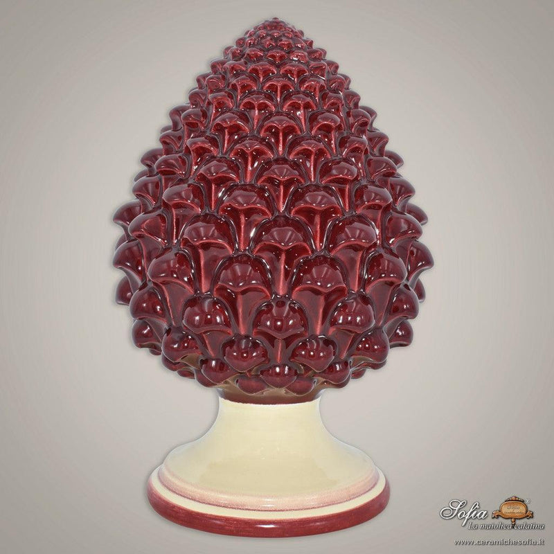 Caltagirone handmade pinecone modeled by hand height 15/35 in integral bordeaux