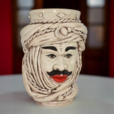 Testa di Moro, Uomo, Madreperla Antichizzato, turbante e dettagli dipinti. Ceramiche Sofia, Caltagirone