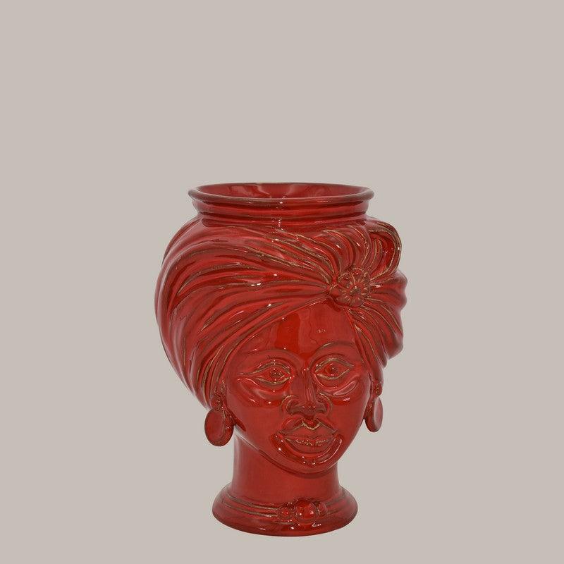 Testa di moro moderna h 20 rosso fuoco donna ceramiche di caltagirone - Ceramiche di Caltagirone Sofia
