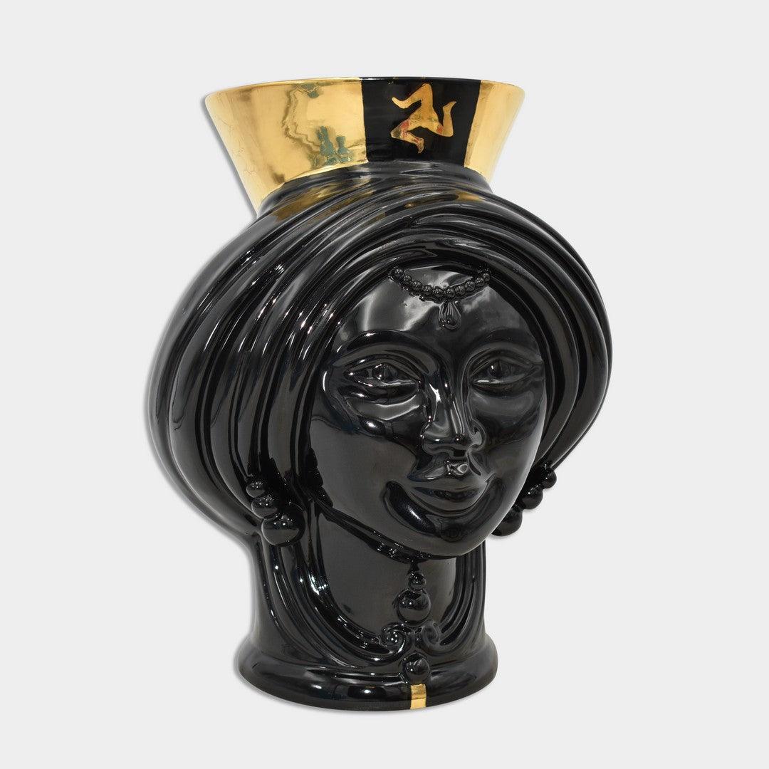 Testa di moro moderna h 30 black/gold donna ceramiche di caltagirone - Ceramiche di Caltagirone Sofia