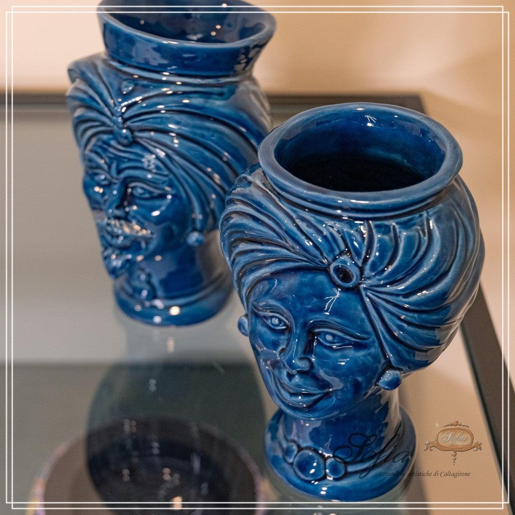 Testa h 16 tuareg Blu intenso femmina - Ceramiche di Caltagirone Sofia - Ceramiche di Caltagirone Sofia