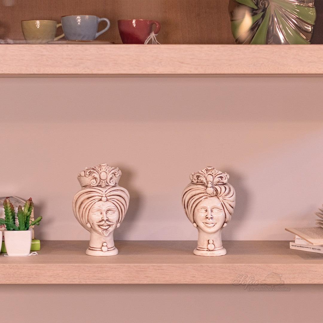 Testa h 16 tuareg madreperla antichizzato femmina - Ceramiche di Caltagirone Sofia - Ceramiche di Caltagirone Sofia