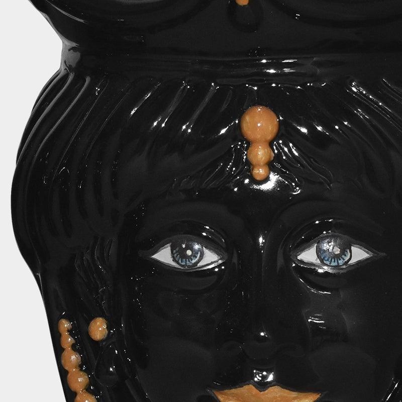 Testa h 25 c/perline black orange femmina - Ceramiche di Caltagirone Sofia
