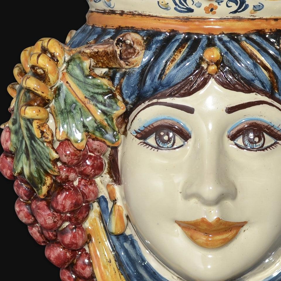 Testa h 25 uva blu e arancio femmina - Ceramiche di Caltagirone Sofia