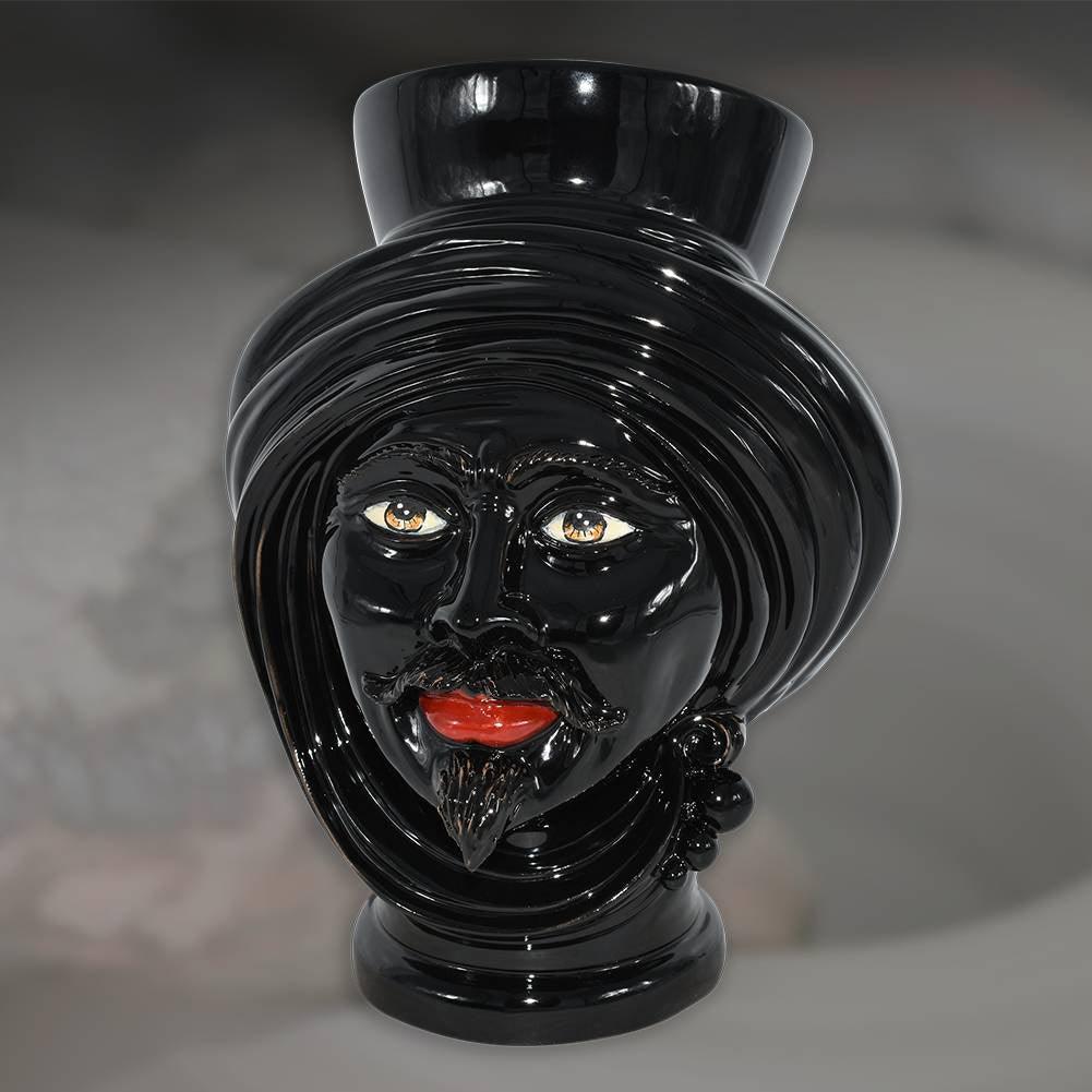 Testa h 30 Black Line Lucido Uomo - Teste di moro moderne Sofia Ceramiche - Ceramiche di Caltagirone Sofia