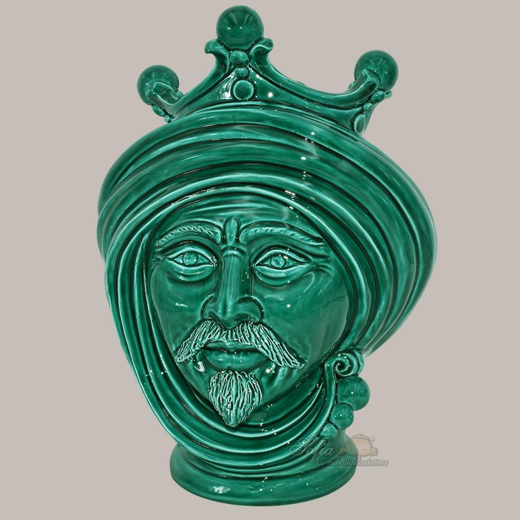 Testa h 30 Verde Smeraldo Uomo - Teste di moro moderne Sofia Ceramiche - Ceramiche di Caltagirone Sofia