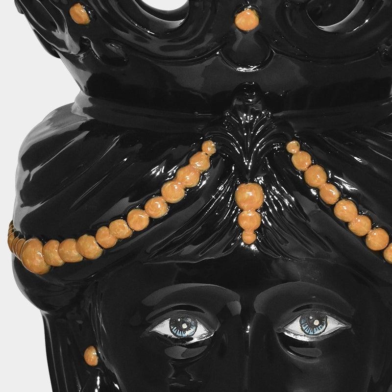 Testa h 40 c/perline black orange femmina - Ceramiche di Caltagirone Sofia