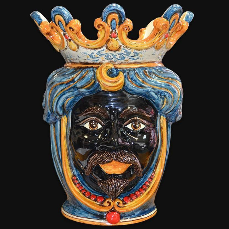 Head h 40 w/pearls Sicilian decoration male Moor