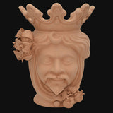 Testa di Moro con Melograni, Maschio, corona e dettagli floreali. Ceramiche Sofia, Caltagirone