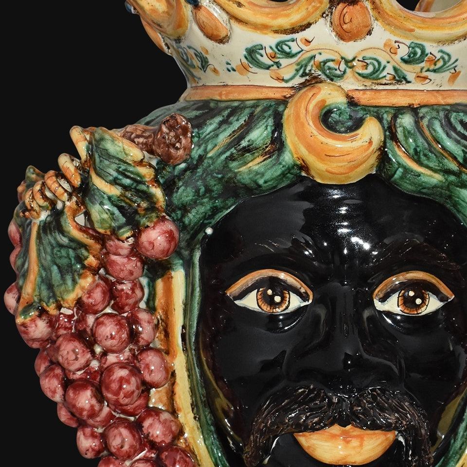 Testa h 40 uva verde e arancio maschio moro - Ceramiche di Caltagirone Sofia