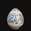 Uovo in ceramica h 20 Serie d'arte blu e arancio - Ceramiche di Caltagirone