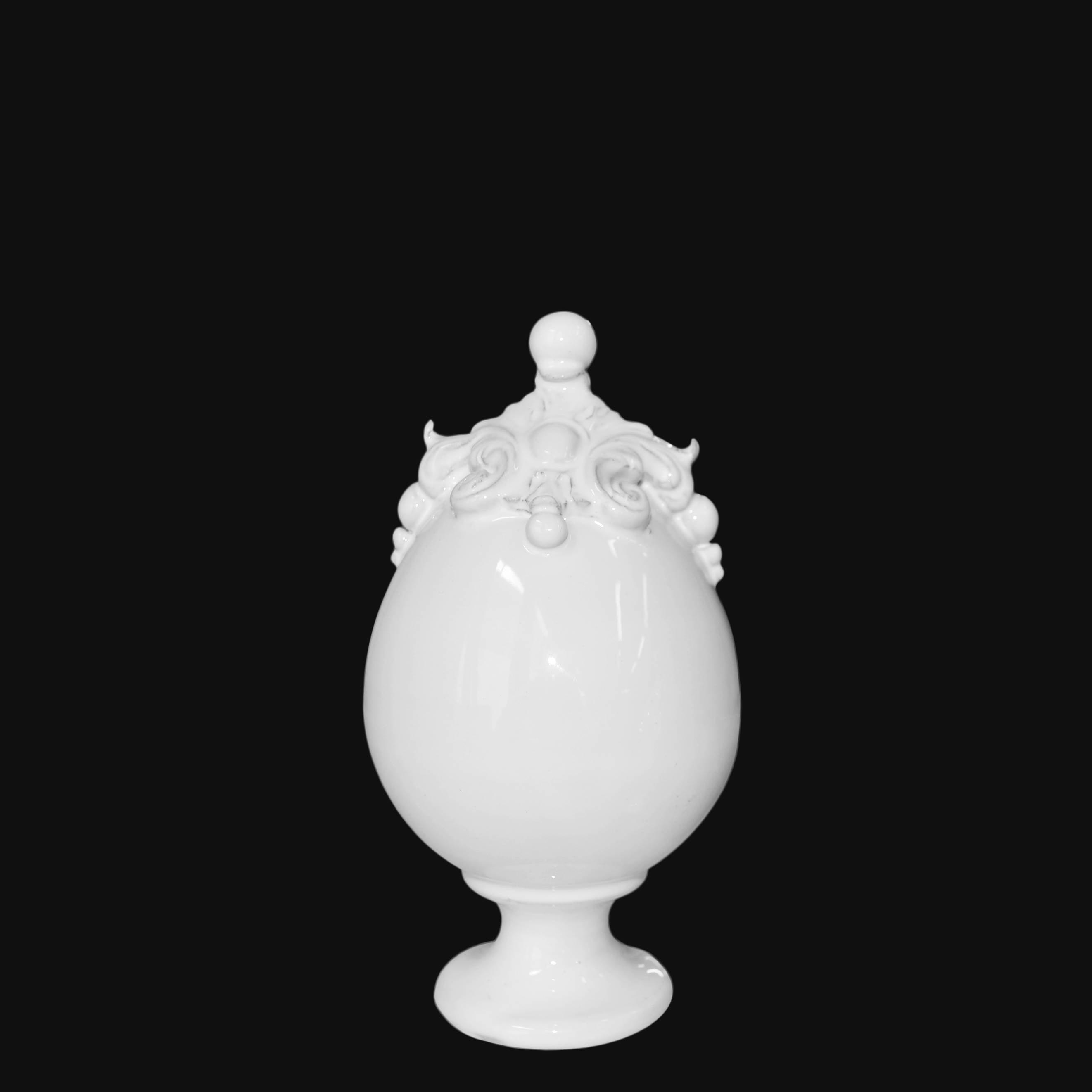 Uovo in ceramica h 18 plastico Sofia White Line - Ceramiche di Caltagirone